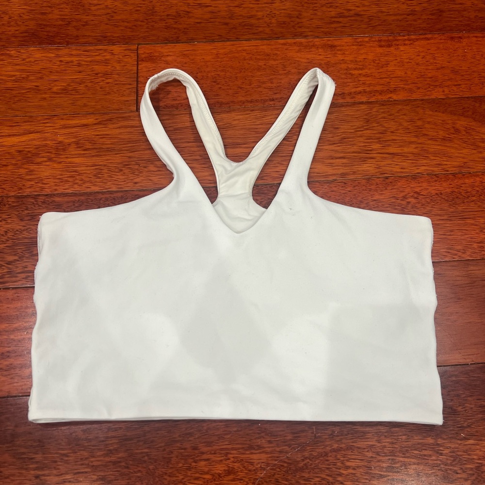 Size 4 Bend This V and Racer Bra Light Support, A-C Cups in white